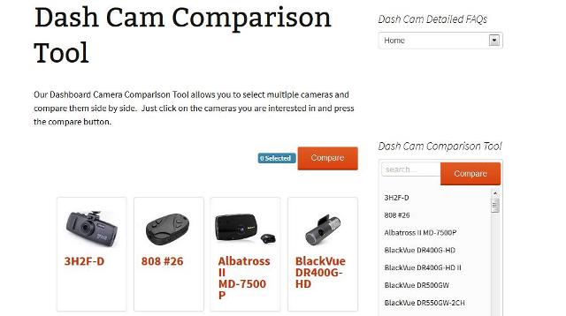 Dash Cam Comparison Tool