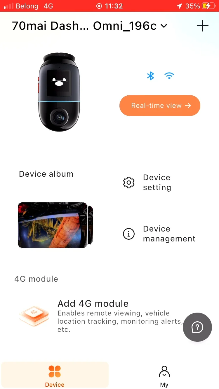 70mai new app demo alburm showing Bluetooth and wifi connected.webp