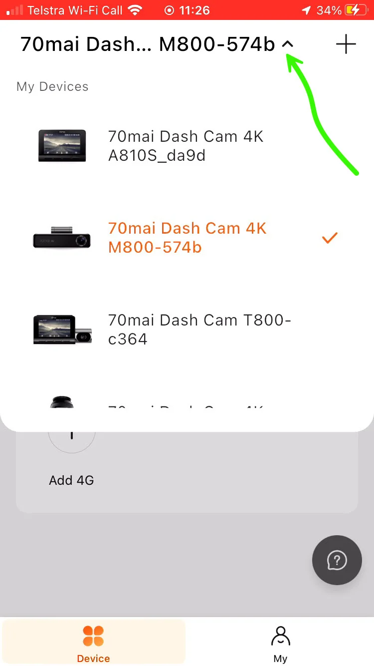 70mai new app demo showing the drop down menu editted.webp