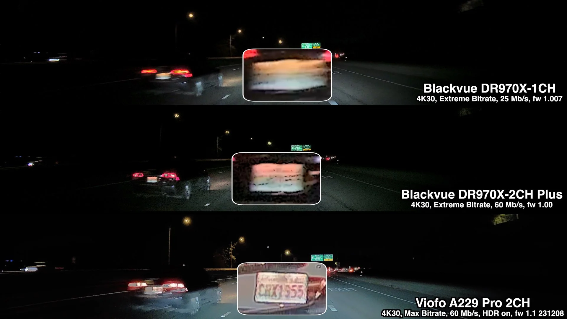 DR970X, DR970X Plus, A229 Pro comparison, Night highway plate with car passing me quickly.jpg