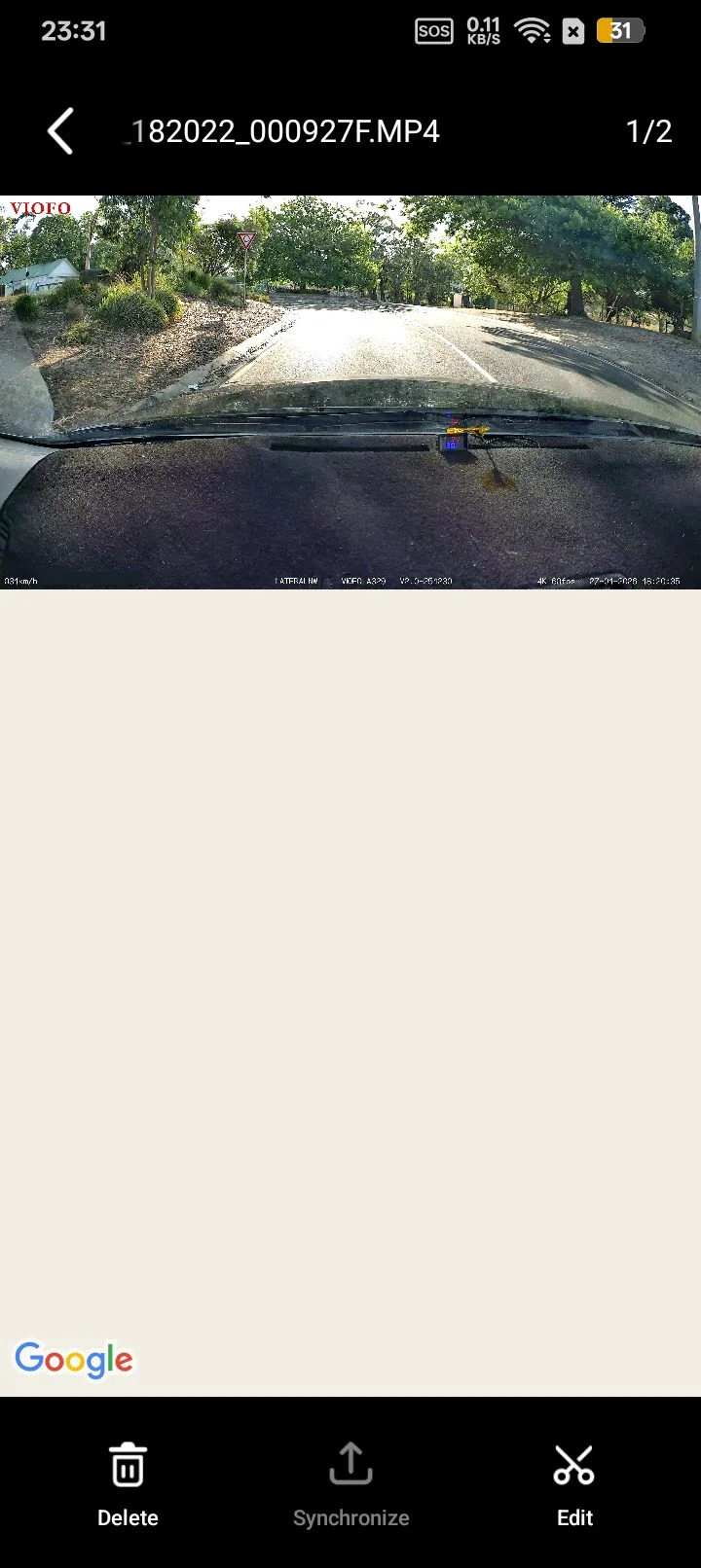 viofo new android app not showing gps path like the ios version does.webp