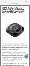 VIOFO Bluetooth Remote Control For All A129/A139/A139 PRO/T130/A119  MINI/A229 Series DashCam